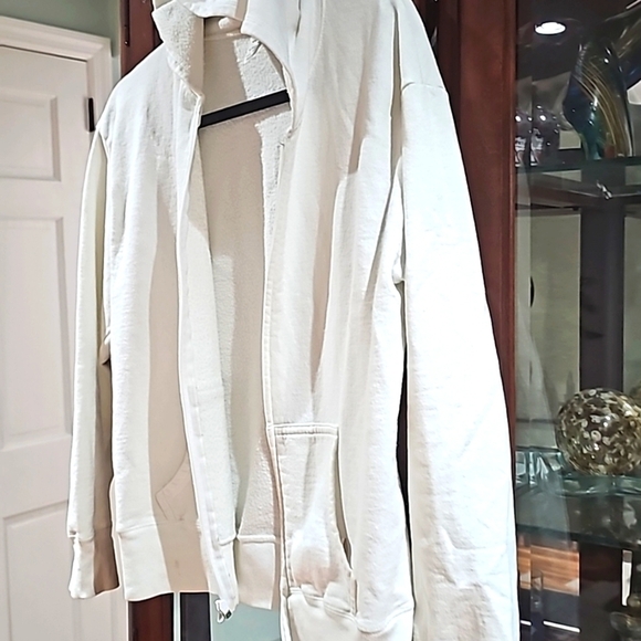 Hanes White Sweater Hoodie Athletic Style size medium - Picture 6 of 7